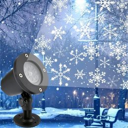 Лазерный уличный проектор белых снежинок новогодний Outdoor Lawn Snowflake Light