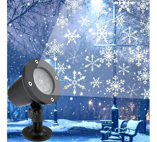 Лазерний вуличний проектор білих сніжинок новорічний Outdoor Lawn Snowflake Light