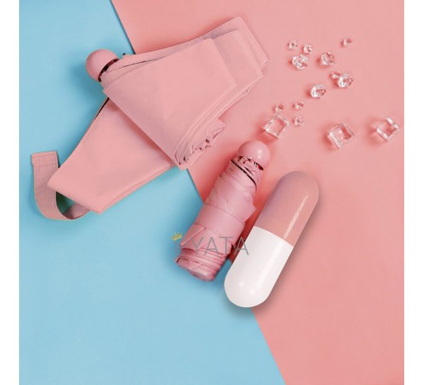 Мини-зонтик в футляре с защитой от воды Капсула, Розовая