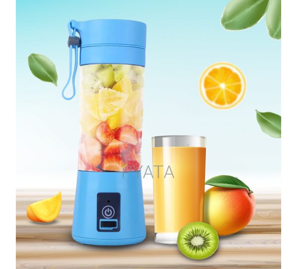 Портативный блендер - шейкер Smart Juice Cup Fruits USB для коктейлей и смузи 4 ножа, Голубой