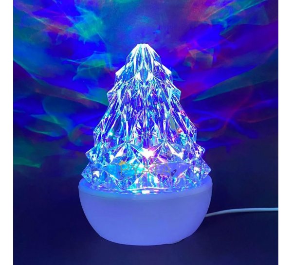 Световая фигура "Хрустальная ель" светильник, ночник в виде елочки (диско шар проектор)