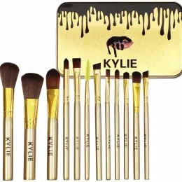 Професійний набір пензлів для макіяжу Kylie Jenner Make-up brush Gold set , 12 шт (В)