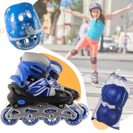 Дитячі розсувні ролики з дитячим захистом та комплектом перестановки коліс, Синій (ARSH)