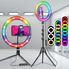 Кільцева лампа 30 см RGB cвітлодіодна зі штативом 210 см Ring Fill Light LED (626)