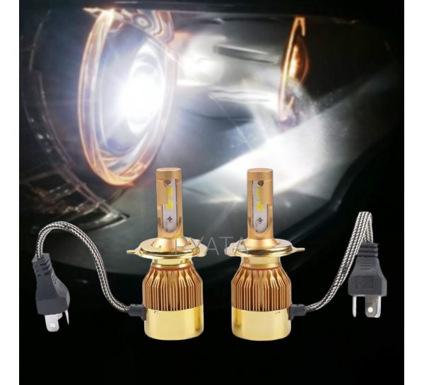 Комплект автомобильных светодиодных LED ламп C6 H7 2 шт., золотая коробка (В)