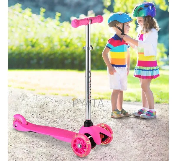 Самокат детский со светящимися колесами Best Scooter 905, Розовый