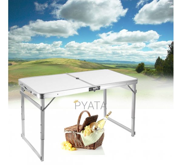 Посилений стіл туристичний розкладний для пікніка/рибалки 120х60 см, Білий