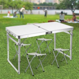 Посилений стіл для пікніка розкладний з 4 стільцями Easy Camping Білий