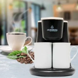 Кофеварка капельная кофемашина Crownberg CB-1568 с двумя чашками 500 Bт, Черный