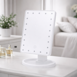 Настільне дзеркало для макіяжу Mirror c LED підсвічуванням 16 діодів квадратне Білий (JM/7591)