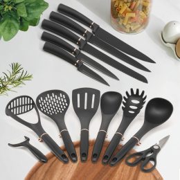 Кухонный набор с ножами в емкости для хранения с разделочной доской 16 предметов (222)