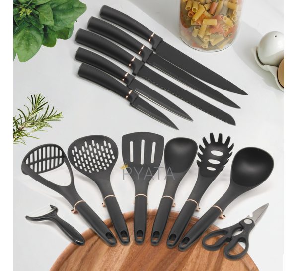 Кухонний набір з ножами в ємності для зберігання з обробною дошкою 16 предметів (222)