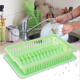 Сушарка пластикова для посуду 1 ярус та піддон 42 х 29 х 9 см (DRK)