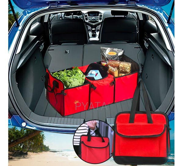 Трехсекционный органайзер - холодильник Trunk Organizer & Cooler в багажник авто, Красный (205)