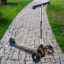 Трехколесный самокат Scooter 906 Молния со светящимися колесами для детей от 1 года
