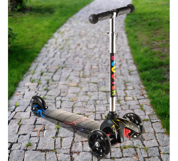 Триколісний самокат Scooter 906 Блискавка з сяючими колесами для дітей від 1 року