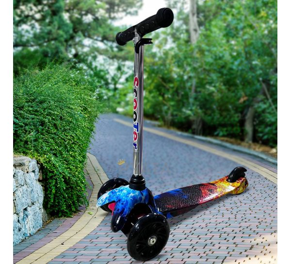 Триколісний самокат Scooter 906 Полум'я з сяючими колесами для дітей від 1 року