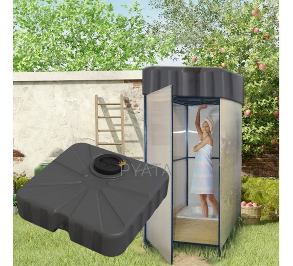 Бак для летнего душа пластиковый трехслойный 60х60х18 см 50 л, Черный (2020)