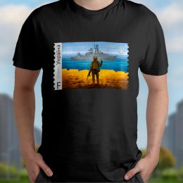 Чоловіча класична футболка  з принтом марки Рускій воєнний корабль іди н***й р.  48-50, Чорна
