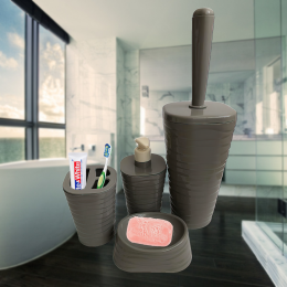 Набор предметов для ванной комнаты Волна, 4 предмета, серый (2339)