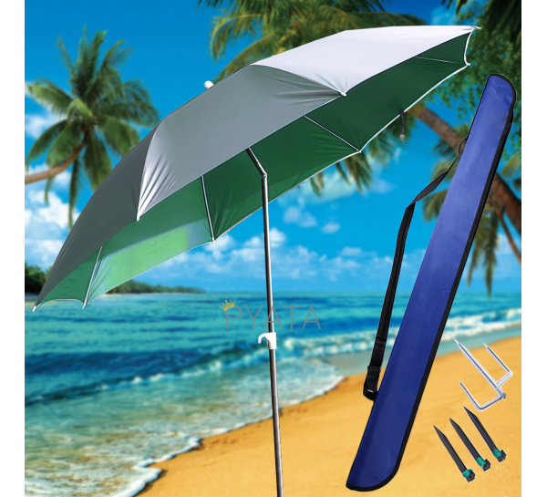 Пляжна парасолька Stenson, d1.45м, з триногою і кілочками, зелена