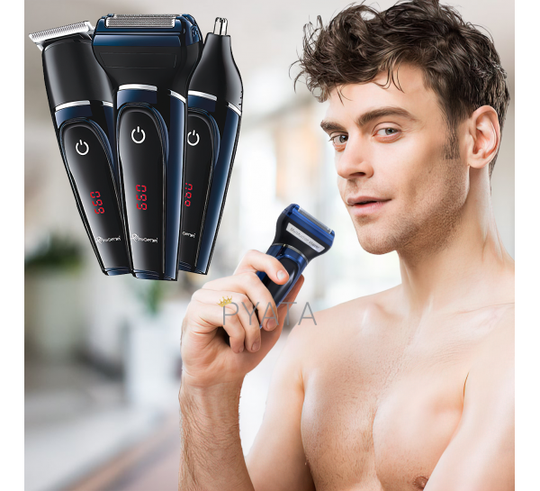 Електричний триммер Gemei GM-565 3 в 1, для стрижки волосся, гоління бороди, носа та вух
