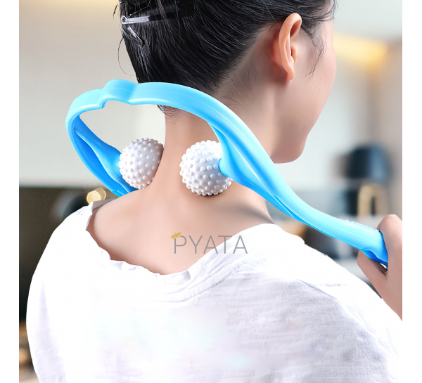 Ручной роликовый массажер для шеи Hexiang Neck Massager синий (205)