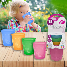 Набор детских стаканов для питья Nip 37061, цветные, 4 шт (TK)