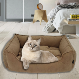 Лежанка Mamo Pets Simple, для котов и собак, S 50*40, спальное место 40*30, бежевая