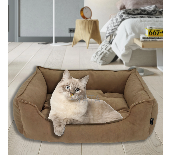 Лежанка Mamo Pets Simple, для котів та собак, S 50*40, спальне місце 40*30, бежева