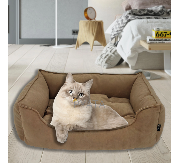 Лежанка Mamo Pets Simple, для котов и собак, S 50*40, спальное место 40*30, бежевая