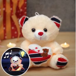 Мягкая игрушка светящийся мишка Тедди, 22 см, со звуковыми эффектами Бежевый