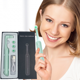 Аккумуляторная зубная щетка Electric rotate toothbrush, 3 насадки, USB-зарядка (509)