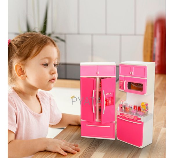 Набор кукольной игровой мебели "Кухня", посуда, продукты, холодильник, микроволновка (IGR24) QF26215PW