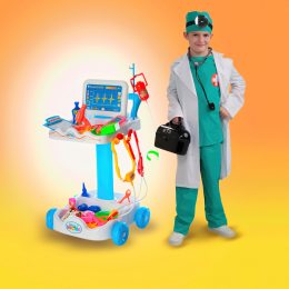 Набір ігровий розумний лікар, білий (36 предметів) візок 49-35-15 см, медичний набір, мікроскоп (IGR24) 606-1-5 