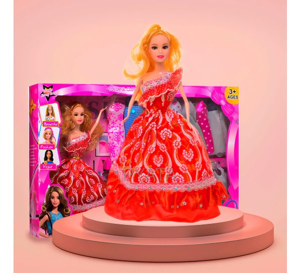 Лялька із сукнями 18 шт. у коробці, мікс кольору, подарункова упаковка  (IGR24) SFD113A5