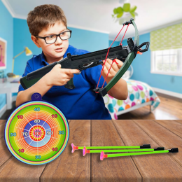 Игровой детский арбалет R/K 007, стрелы с присосками, мишень, в коробке 57*7,5*18 см (IGR24)