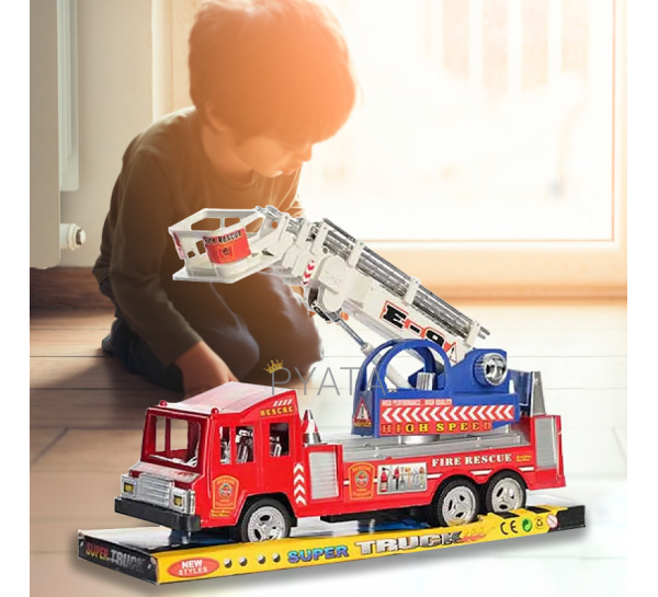 Іграшкова пожежна машина 300-7, інерційна, з краном (IGR24)