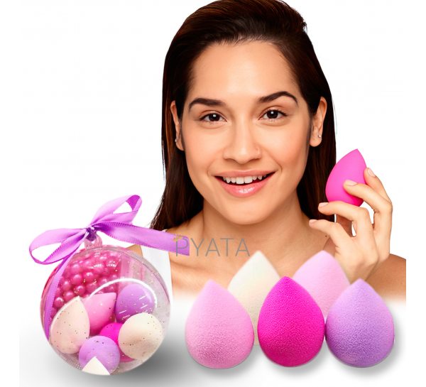Набор 5 в 1 бьюти блендеры  для нанесения макияжа, спонж яйцо в шарике (2049)