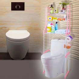 Полка - стеллаж напольный для ванной, стойка органайзер над унитазом "Toilet Rack" на 2 яруса (B)