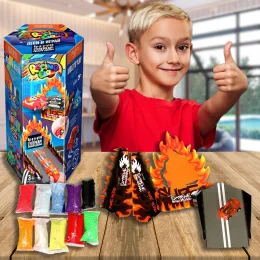 Детский набор для творчества Racing Clay, машинка + трамплин + шариковый и воздушный пластилин (IGR24)