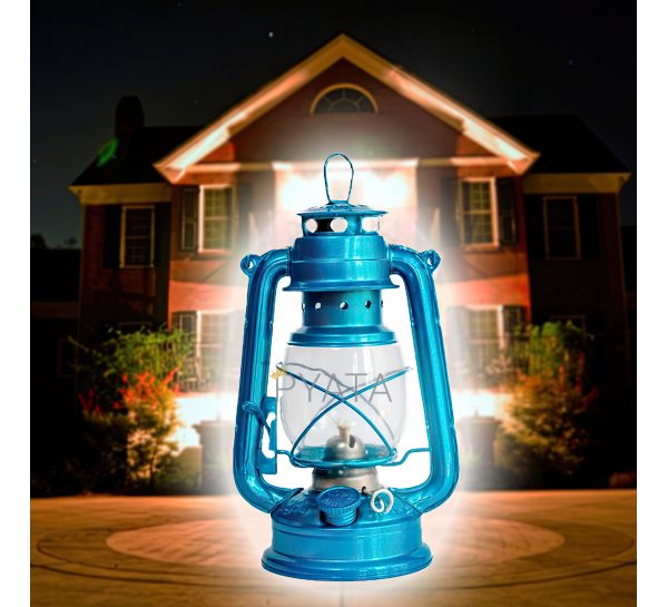 Гасова лампа "Кажан" для дачі, будинку, походів 27 см блакитний