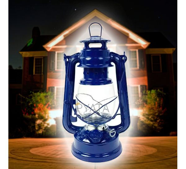 Гасова лампа "Кажан" для дачі, будинку, походів 27 см синій