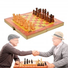 Шахматы деревянные, 3в1 (шахматы, шашки, нарды), в коробке 24,5-13-4 см (IGR24) 1680EC