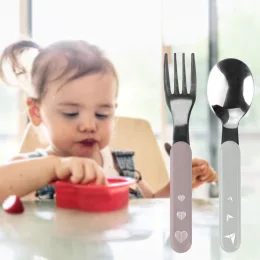 Дитяча ложка та вилка BabyOno 1065/02, нержавіюча сталь, рожевий/сірий (SB)