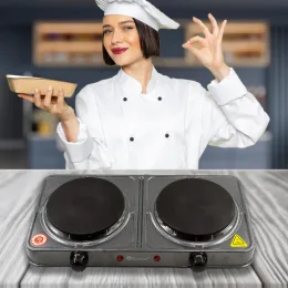Электрическая плита Domotec MS 5822, настольная, 2 дисковые нагревательные платформы (241)