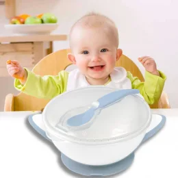 Дитяча миска з присоскою BabyOno 1063/05, з кришкою та ложечкою, блакитний (SB)