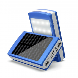 УМБ Power bank ViaKing 5000 mAh сонячна панель та LED-ліхтар Синій (H-1)
