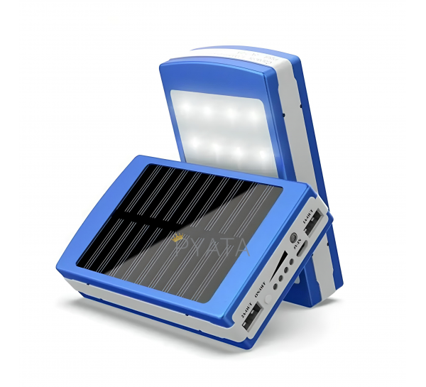 УМБ Power bank ViaKing 5000 mAh солнечная панель и LED-фонарь Синий (H-1)