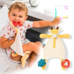 Игрушка-обнимашка "Жираф" с прорезывателем и держателем соски  "BabyOno" 1444 (SB)